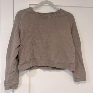 Paragon taupe ribbed cropped sweatshirt